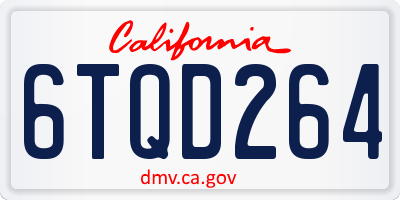 CA license plate 6TQD264