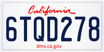 CA license plate 6TQD278