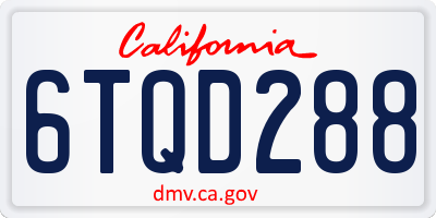 CA license plate 6TQD288