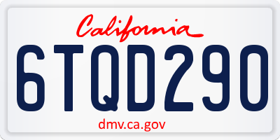 CA license plate 6TQD290