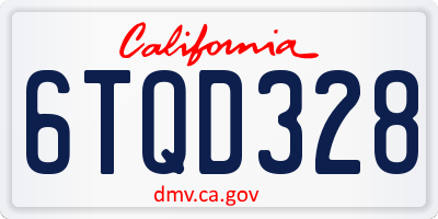 CA license plate 6TQD328