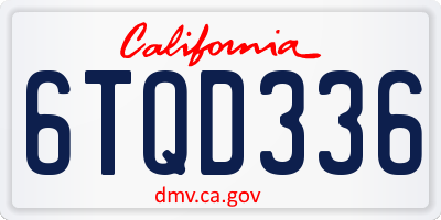 CA license plate 6TQD336