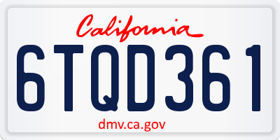 CA license plate 6TQD361