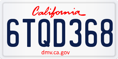 CA license plate 6TQD368