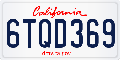 CA license plate 6TQD369