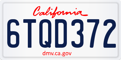 CA license plate 6TQD372