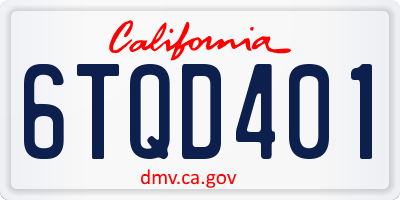 CA license plate 6TQD401
