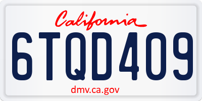 CA license plate 6TQD409