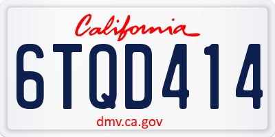 CA license plate 6TQD414