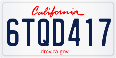 CA license plate 6TQD417