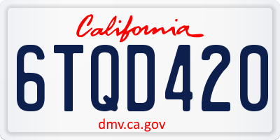 CA license plate 6TQD420