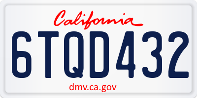 CA license plate 6TQD432