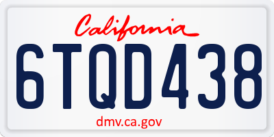 CA license plate 6TQD438