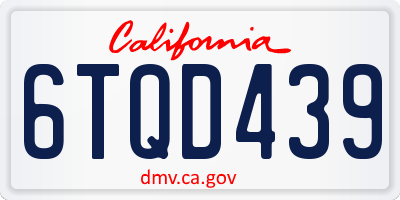 CA license plate 6TQD439