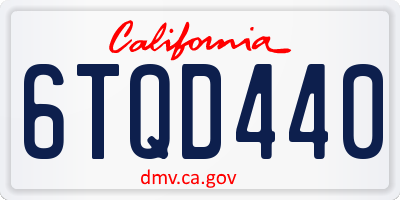 CA license plate 6TQD440