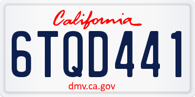 CA license plate 6TQD441