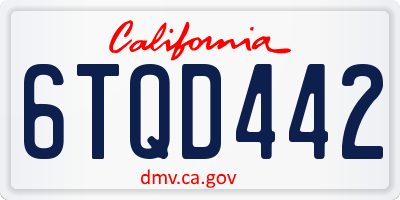 CA license plate 6TQD442