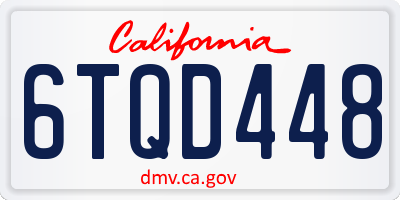 CA license plate 6TQD448