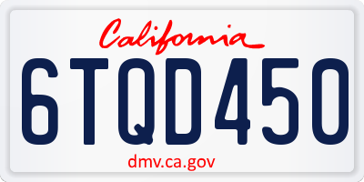 CA license plate 6TQD450