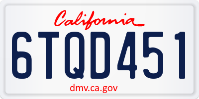 CA license plate 6TQD451
