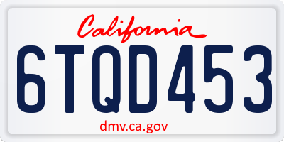 CA license plate 6TQD453