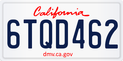 CA license plate 6TQD462