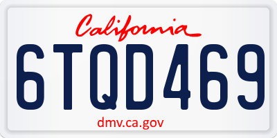 CA license plate 6TQD469