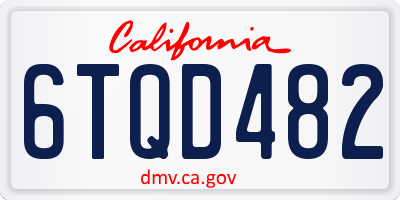 CA license plate 6TQD482