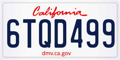 CA license plate 6TQD499