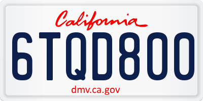 CA license plate 6TQD800