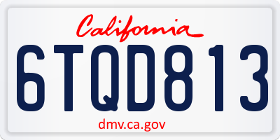 CA license plate 6TQD813