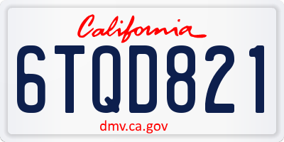 CA license plate 6TQD821