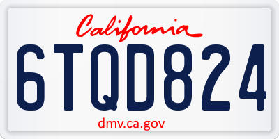CA license plate 6TQD824