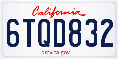 CA license plate 6TQD832