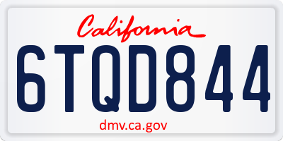 CA license plate 6TQD844