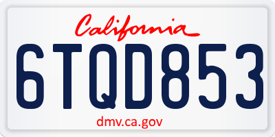 CA license plate 6TQD853