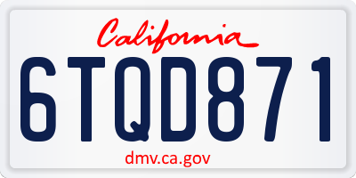 CA license plate 6TQD871
