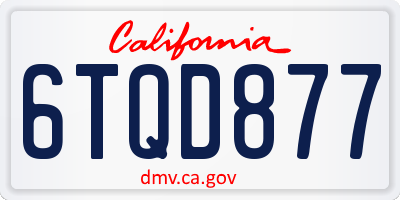 CA license plate 6TQD877