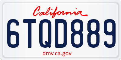 CA license plate 6TQD889