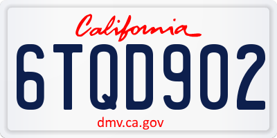 CA license plate 6TQD902