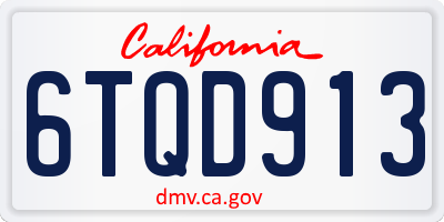 CA license plate 6TQD913