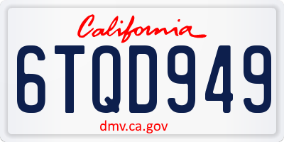 CA license plate 6TQD949