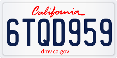 CA license plate 6TQD959