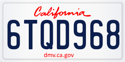 CA license plate 6TQD968