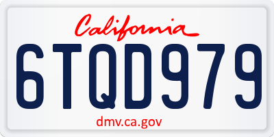 CA license plate 6TQD979