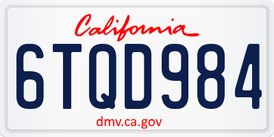 CA license plate 6TQD984