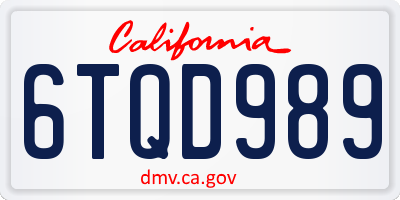 CA license plate 6TQD989