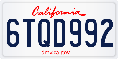 CA license plate 6TQD992