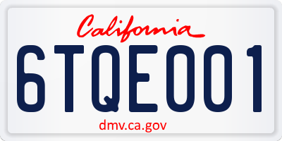 CA license plate 6TQE001