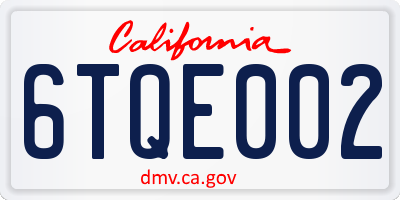 CA license plate 6TQE002